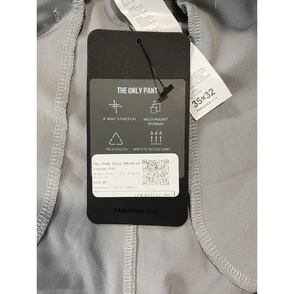 Fabletics Super Lightweight Flat Front Classic Fit 'The Only Pant'. Men's 35X31.